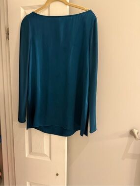 Club Monaco Teal Long-Sleeve Boat Neck Top